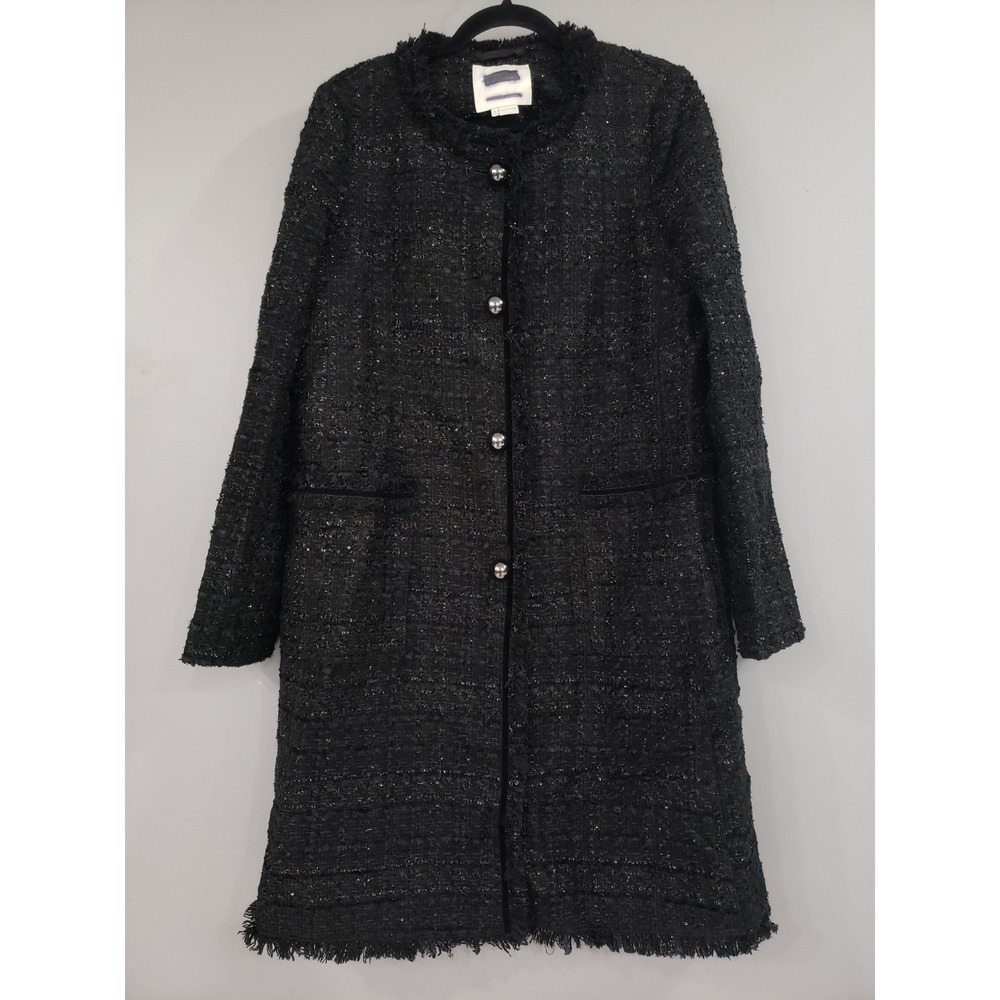 NEVER WORN SZ 8 Kate Spade Dashing Beauty Pearl Button Sparkle Tweed Black Coat